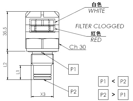 86可視壓差堵塞指示器尺寸